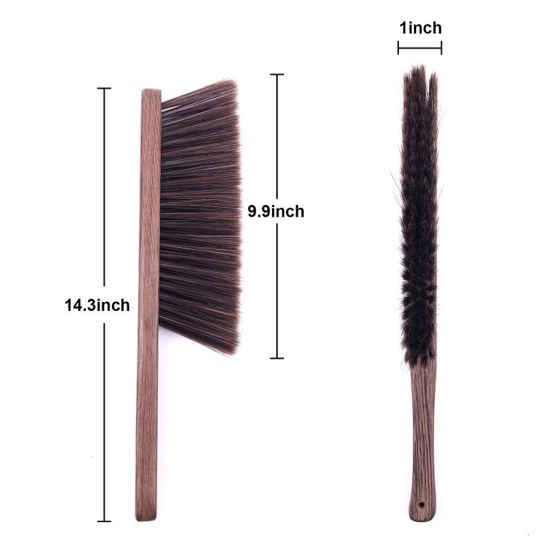 CLEAN WORLD Wooden Hand Broom Brush, Soft Bristle Dust Cleaning Brush for Car Interior, Sofa, Bed, Furniture, Upholstery, and Home Use
