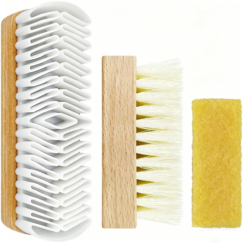 CLEAN WORLD Suede Shoe Cleaner Kit, 3PCS Suede & Nubuck Cleaning Brush Set with Suede Eraser, for Shoes, Boots, Sneakers, Bags and Jackets