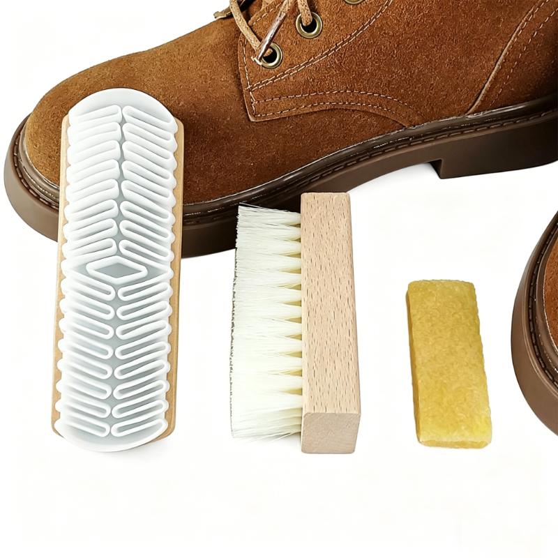 CLEAN WORLD Suede Shoe Cleaner Kit, 3PCS Suede & Nubuck Cleaning Brush Set with Suede Eraser, for Shoes, Boots, Sneakers, Bags and Jackets