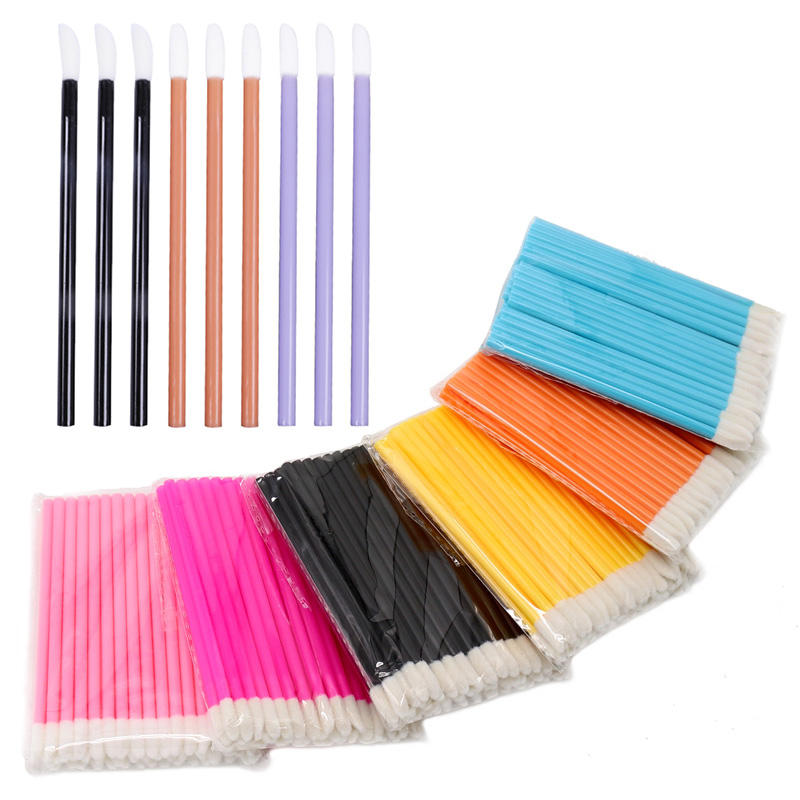 CLEAN WORLD Disposable Lip Brushes, Flocking Lip Gloss Applicator Wands with Angled Tip, Multi-Purpose Makeup Brushes for Lipstick, Eyeliner, and Beauty Application
