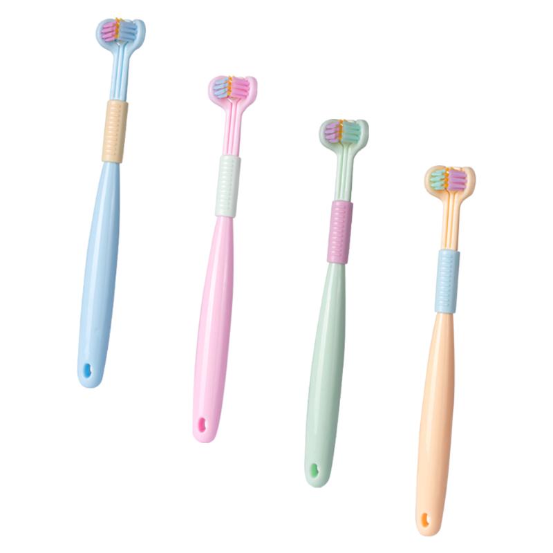 CLEAN WORLD 3x Cleaning Power Children's Toothbrush with Tongue Cleaner, Ergonomic Handle, Gentle for Kids