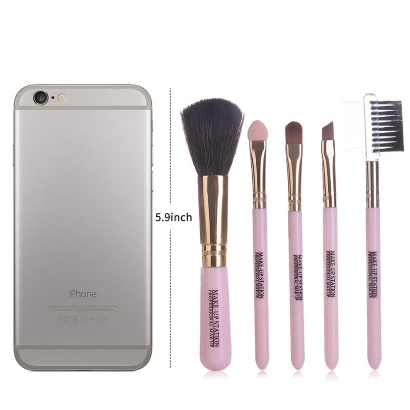 CLEAN WORLD Small & Portable 5PCS Makeup Brush Kit with Storage Case, Ideal for Travel & Daily Use