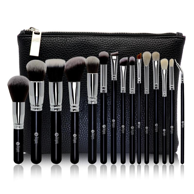 CLEAN WORLD Professional Makeup Brush Set - Premium Synthetic Bristles, Black Wooden Handle, for Foundation, Eyeshadow, Brush, Contour & Full Face Makeup