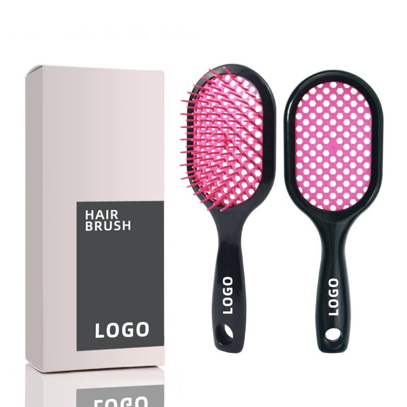 CLEAN WORLD Detangler Hair Brush, Hollow Vent Detangling Brush for Wet/Dry Hair, Anti-Static Soft Bristle Brush for Curly, Straight, Thick, Thin Hair
