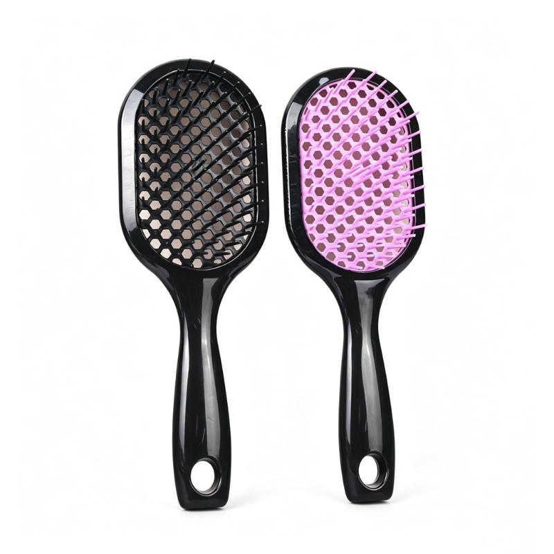 CLEAN WORLD Detangler Hair Brush, Hollow Vent Detangling Brush for Wet/Dry Hair, Anti-Static Soft Bristle Brush for Curly, Straight, Thick, Thin Hair
