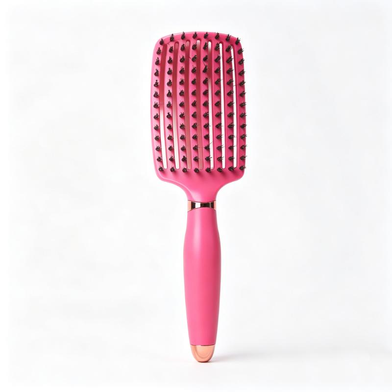 CLEAN WORLD Detangling Boar Bristle Hair Brush - Ventilated Curved Vented Brush for Wet & Dry Hair, Anti-Tangle Paddle Brush for Women Men Kids
