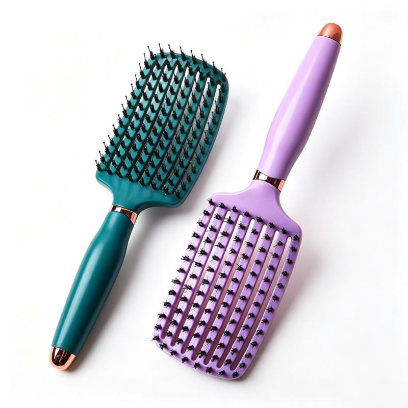 CLEAN WORLD Detangling Boar Bristle Hair Brush - Ventilated Curved Vented Brush for Wet & Dry Hair, Anti-Tangle Paddle Brush for Women Men Kids