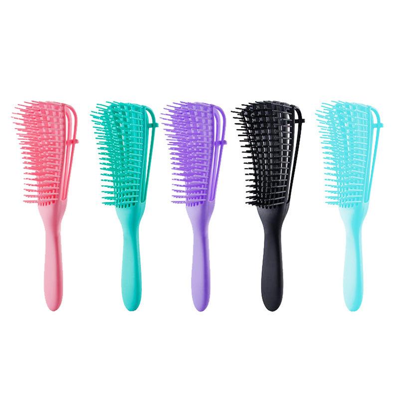 CLEAN WORLD Detangling Hair Brush, Flexible 8-Row Curved Vent Brush for Curly, Wet & Dry Hair, Pain-Free Detangler Comb for All Hair Types