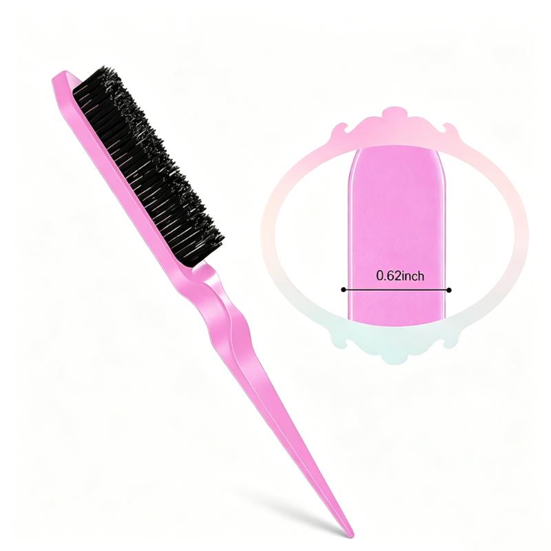 CLEAN WORLD 3-in-1 Edge Brush and Tail Comb Set, Nylon Bristle Hair Styling Tool for Edges, Backcombing and Parting