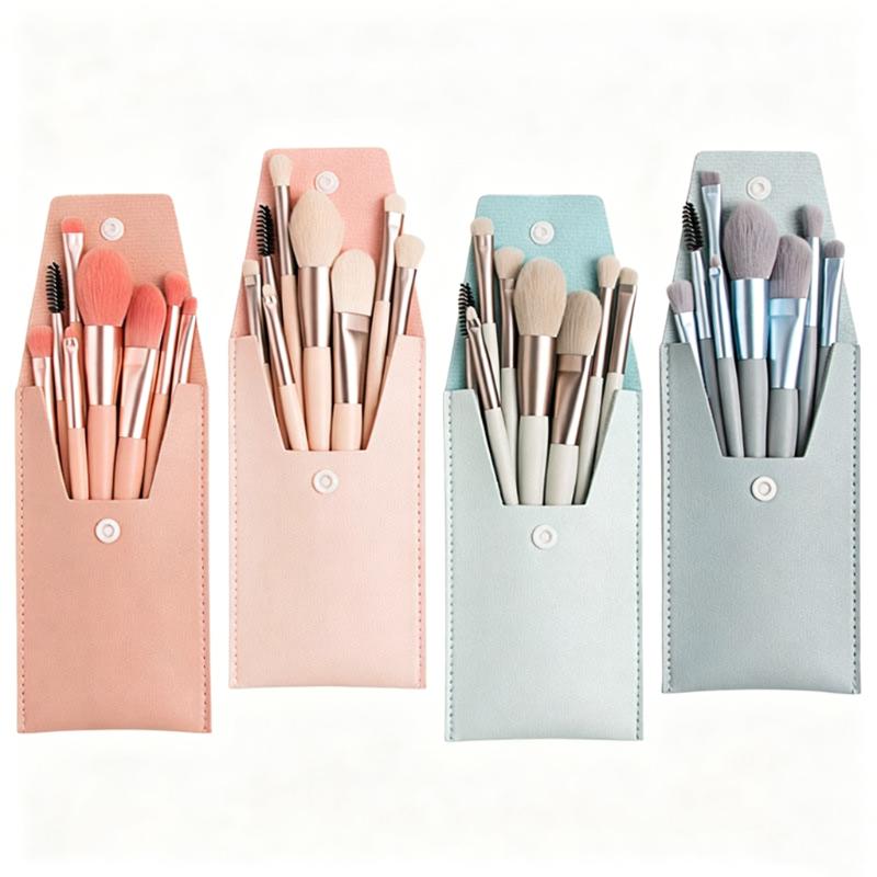 CLEAN WORLD 8PCS Makeup Brush Set with Travel Case, Premium Synthetic Bristles Cosmetic Brushes for Foundation, Eyeshadow, Blush & Concealer