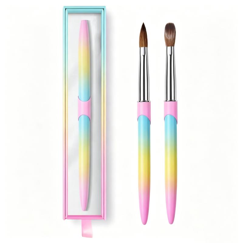 CLEAN WORLD Kolinsky Nail Art Brush, Premium 100% Kolinsky Sable Hair Acrylic Nail Brush with Gradient Handle for Professional Manicure