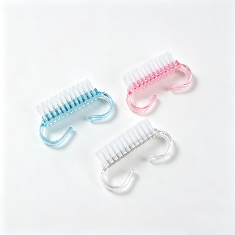 CLEAN WORLD Multi-Color Plastic Nail Scrub Brush, Ergonomic Handle Fingernail Cleaner with Soft Nylon Bristles for Daily Nail Care