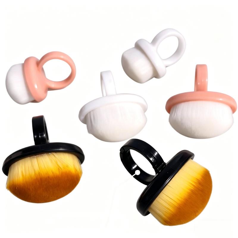 CLEAN WORLD Ring Nail Dust Cleaning Brush, Soft Bristle Manicure Nail Cleaner, Finger Ring Handle Nail Art Brush