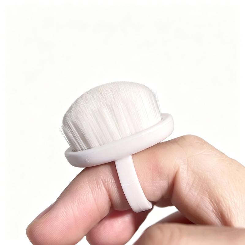 CLEAN WORLD Ring Nail Dust Cleaning Brush, Soft Bristle Manicure Nail Cleaner, Finger Ring Handle Nail Art Brush