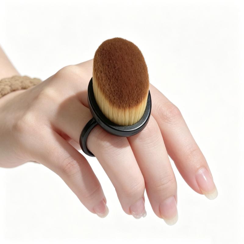 CLEAN WORLD Ring Nail Dust Cleaning Brush, Soft Bristle Manicure Nail Cleaner, Finger Ring Handle Nail Art Brush