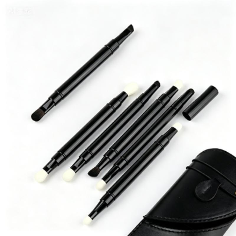 CLEAN WORLD Portable Telescopic Double Head Makeup Brush, Multi-Function Eyeshadow Concealer Blending Brush for Daily & On-the-Go Touch-Up