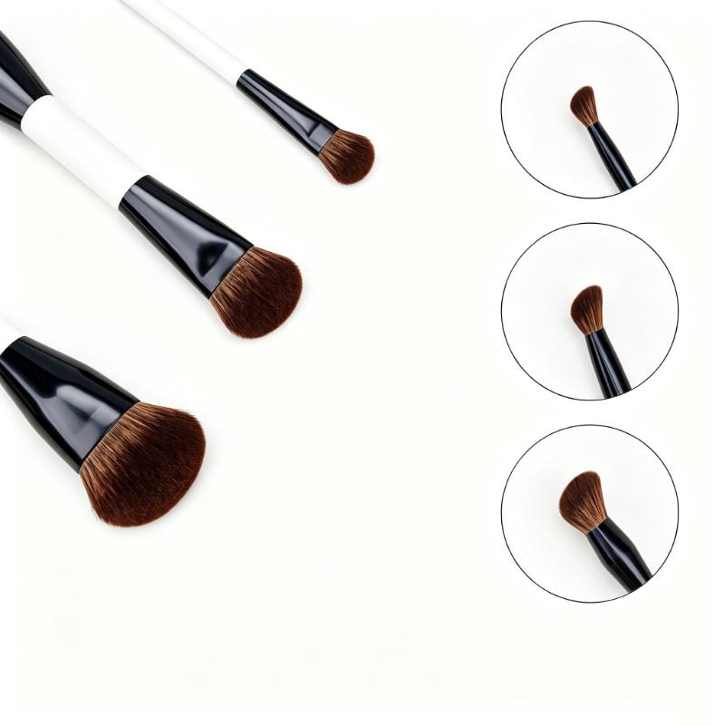 CLEAN WORLD Ultra-Thin Double-Ended Makeup Brushes Kit | Versatile 16-in-8 Design for Foundation, Concealer, Eyeliner & Blush