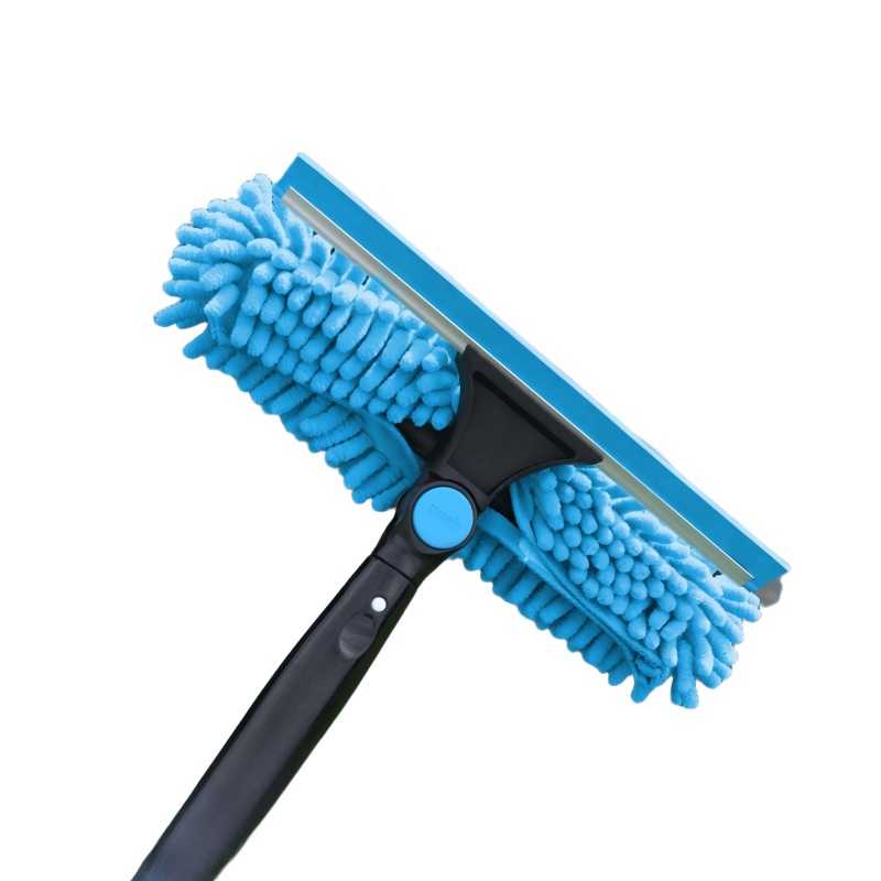 CLEAN WORLD Industrial Solar Panel Brush 28 FT Water-Fed Washing Kit with Soap-Dispenser, Brush, 10″ Squeegee & Cobweb Duster for Windows, Gutters, Solar Panels & Exterior Walls