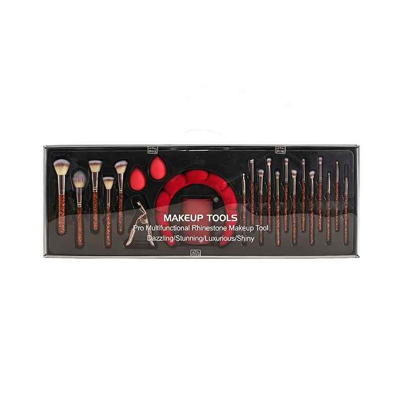 CLEAN WORLD Luxury Crystal Makeup Brush Set, Glitter Handle Synthetic Brushes Kit with Beauty Sponge & Hair Tie, Professional Tools for Foundation, Eyeshadow, Blush, Highlighter