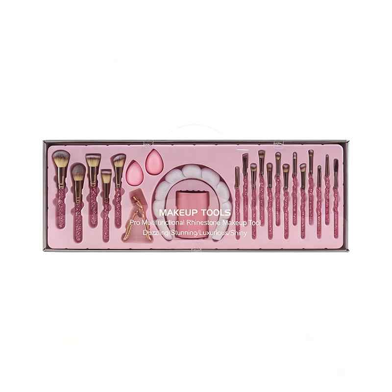 CLEAN WORLD Luxury Crystal Makeup Brush Set, Glitter Handle Synthetic Brushes Kit with Beauty Sponge & Hair Tie, Professional Tools for Foundation, Eyeshadow, Blush, Highlighter