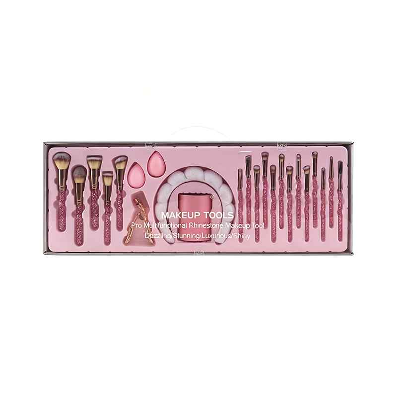 CLEAN WORLD Luxury Crystal Makeup Brush Set, Glitter Handle Synthetic Brushes Kit with Beauty Sponge & Hair Tie, Professional Tools for Foundation, Eyeshadow, Blush, Highlighter