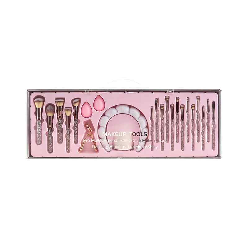CLEAN WORLD Luxury Crystal Makeup Brush Set, Glitter Handle Synthetic Brushes Kit with Beauty Sponge & Hair Tie, Professional Tools for Foundation, Eyeshadow, Blush, Highlighter