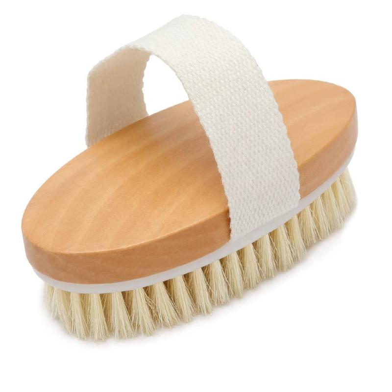 CLEAN WORLD Dry Brushing Body Brush, Natural Bristle Exfoliating Brush with Wooden Handle, for Cellulite Reduction, Lymphatic Drainage and Skin Exfoliation