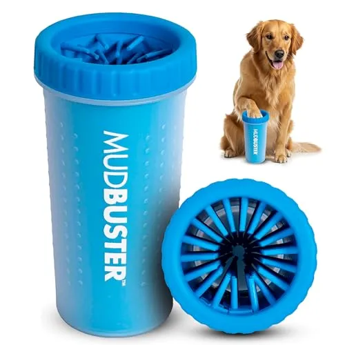 CLEAN WORLD Large Portable Dog Paw Cleaner Blue, BPA‑Free Silicone Bristles Quick Muddy Paw Washer for 2.5"-3.5" Wide Dog Paws