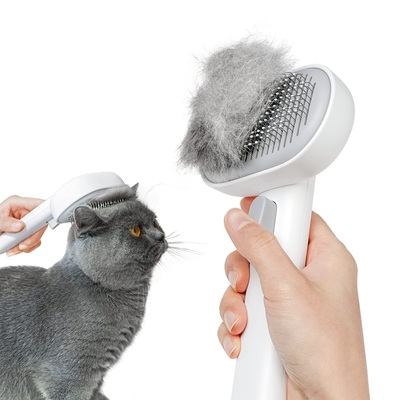 CLEAN WORLD Self‑Cleaning Cat Grooming Brush, Deshedding Comb for Long & Short Haired Cats Dogs Rabbits, Gentle Massage Tool Removes Loose Fur & Tangles