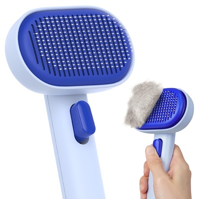 CLEAN WORLD Self‑Cleaning Cat Grooming Brush, Deshedding Comb for Long & Short Haired Cats Dogs Rabbits, Gentle Massage Tool Removes Loose Fur & Tangles
