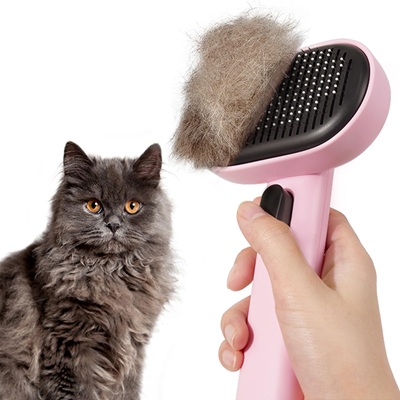 CLEAN WORLD Self‑Cleaning Cat Grooming Brush, Deshedding Comb for Long & Short Haired Cats Dogs Rabbits, Gentle Massage Tool Removes Loose Fur & Tangles