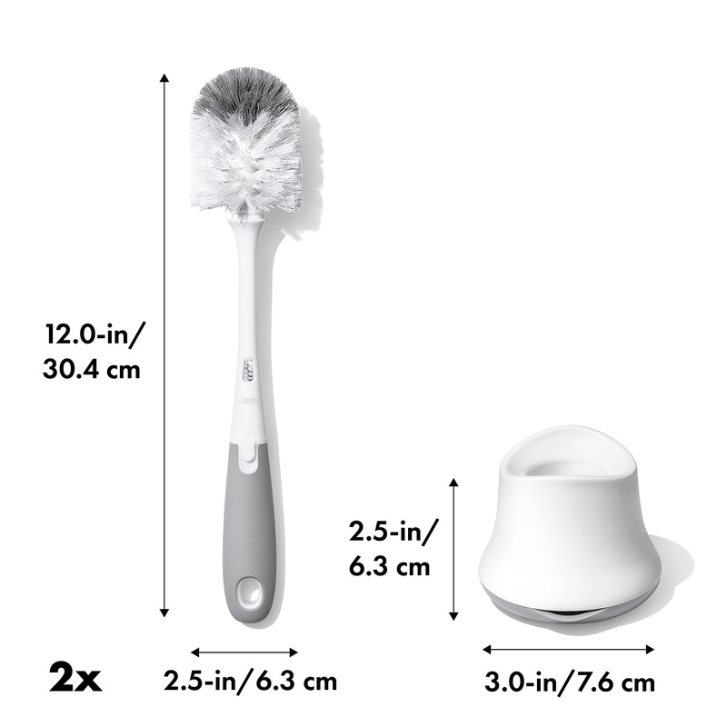 CLEAN WORLD Kitchen Bottle Brush with Nipple Cleaner and Stand – Gray, 2-Pack