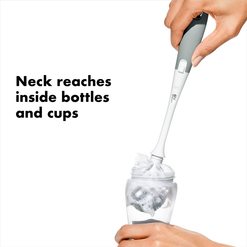 CLEAN WORLD Kitchen Bottle Brush with Nipple Cleaner and Stand – Gray, 2-Pack