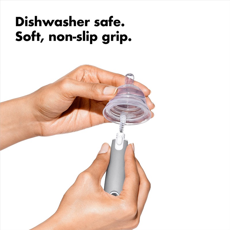 CLEAN WORLD Kitchen Bottle Brush with Nipple Cleaner and Stand – Gray, 2-Pack