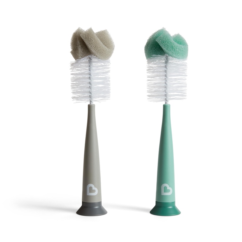 CLEAN WORLD Kitchen Bottle Brush  Sponge Bottle Brush, Grey/Sage, 2 Count (Pack of 1)