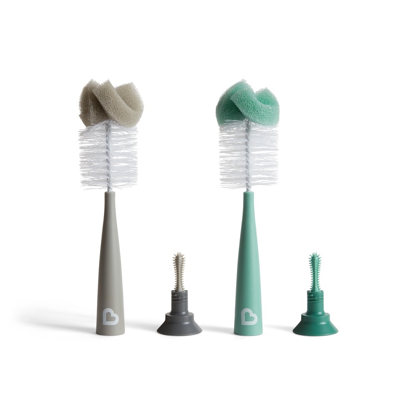 CLEAN WORLD Kitchen Bottle Brush  Sponge Bottle Brush, Grey/Sage, 2 Count (Pack of 1)