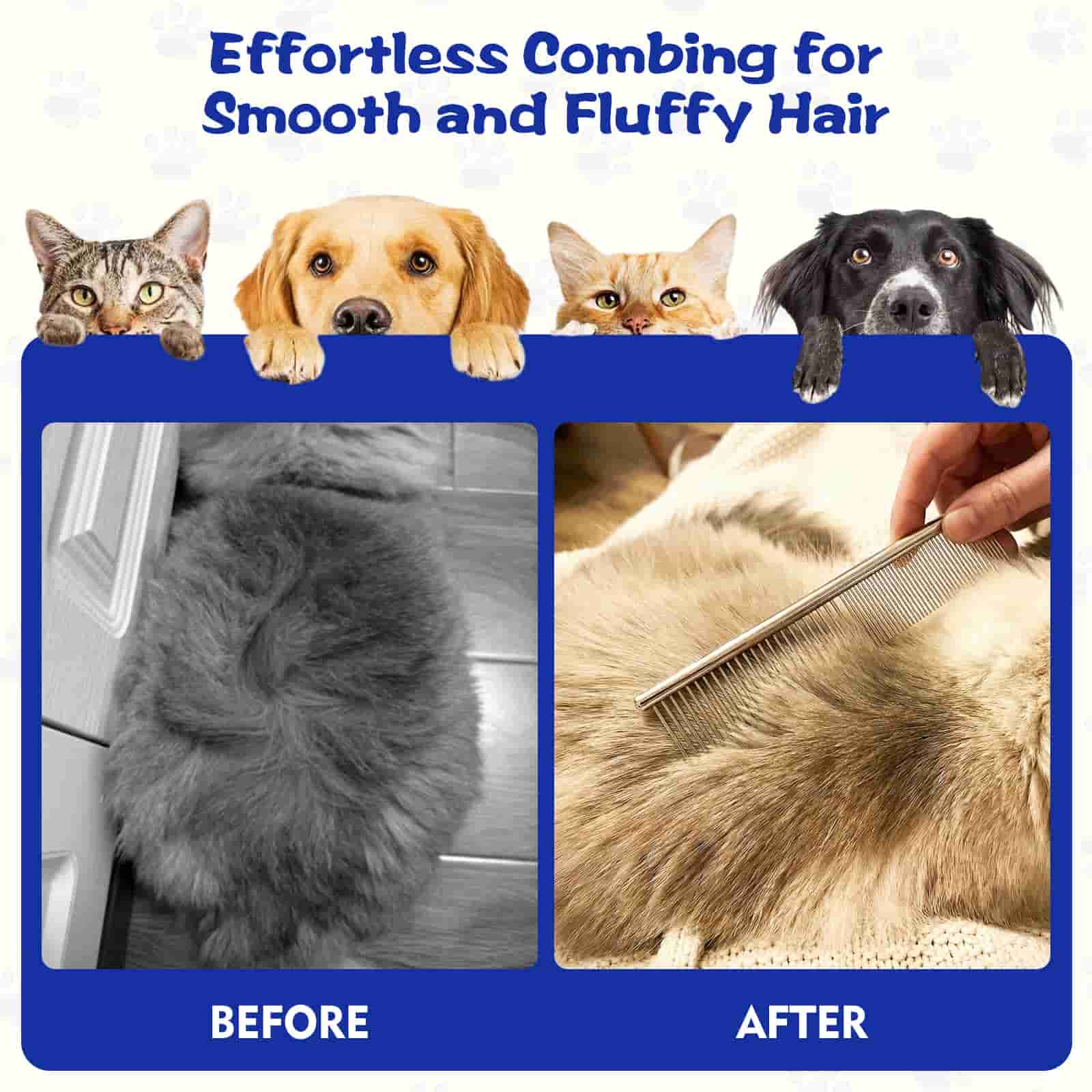 CLEAN WORLD 7 Pack Stainless Steel Pet Flea Combs, Double‑Sided Grooming Tools for Fleas, Tear Stains & Mats for Small Medium Large Pets