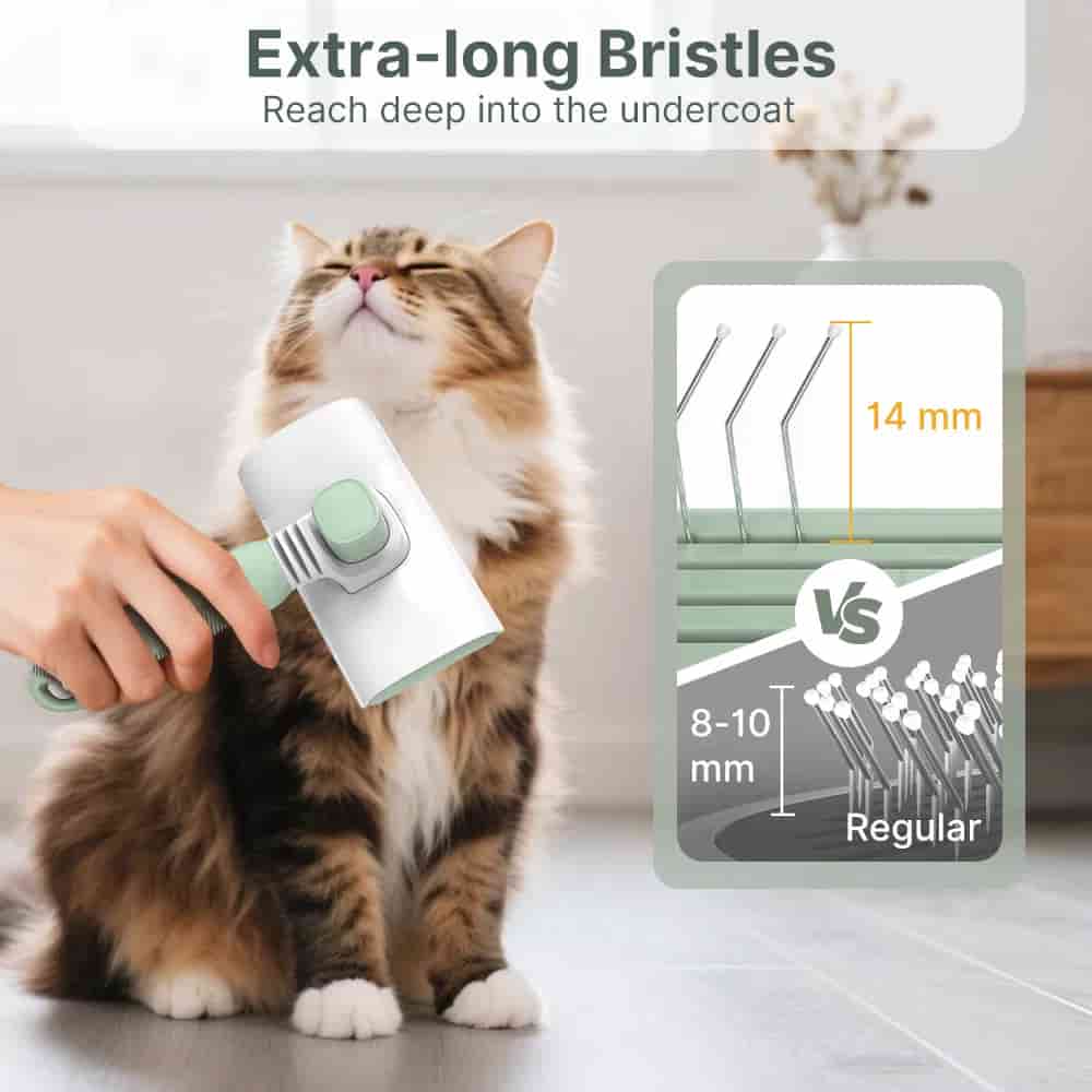 CLEAN WORLD Self‑Cleaning Slicker Brush for Dogs & Cats, Flexible Pivoting Head 14mm Round‑Tip Bristles for Deep Undercoat Grooming