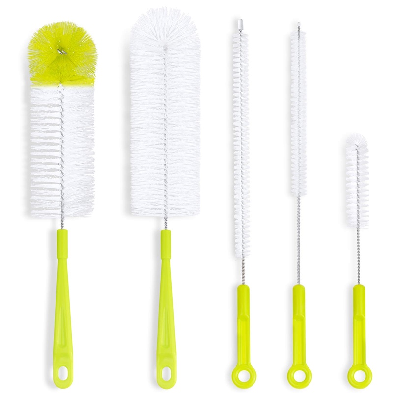 CLEAN WORLD Kitchen  Bottle Cleaning Brush Set - Long Handle Bottle Cleaner for Washing Narrow Neck Beer Bottles, Sports Water Bottles with Straw Brush, Kettle Spout/Lid Cleaner Brushes