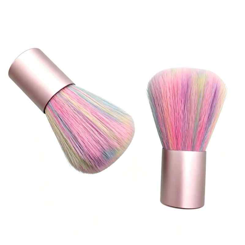 CLEAN WORLD Rainbow Nail Art Cleaning Brush, Soft Fluffy Bristles for Dust Removal, Mini Kabuki Brush for Manicure & Pedicure
