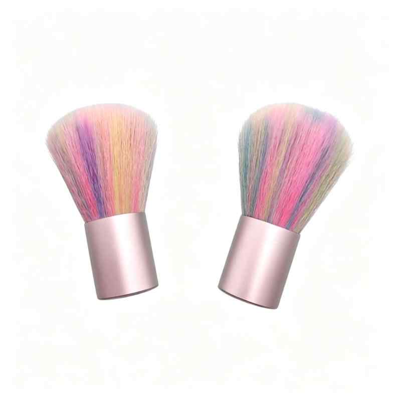 CLEAN WORLD Rainbow Nail Art Cleaning Brush, Soft Fluffy Bristles for Dust Removal, Mini Kabuki Brush for Manicure & Pedicure