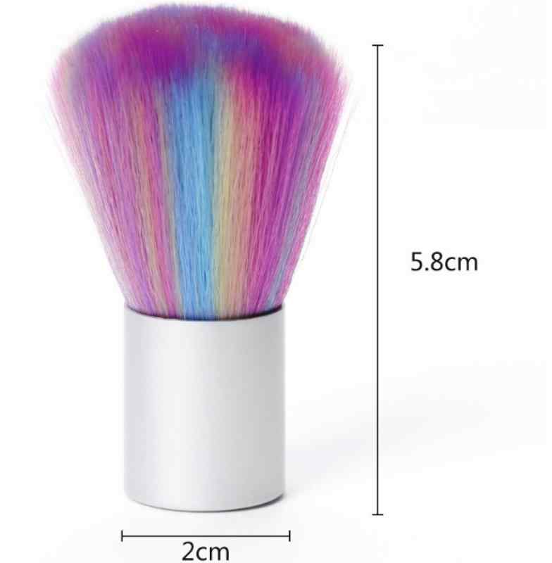 CLEAN WORLD Rainbow Nail Art Cleaning Brush, Soft Fluffy Bristles for Dust Removal, Mini Kabuki Brush for Manicure & Pedicure