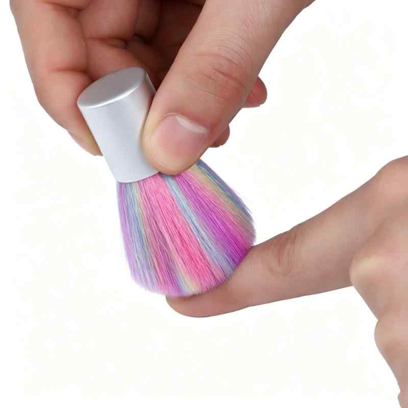 CLEAN WORLD Rainbow Nail Art Cleaning Brush, Soft Fluffy Bristles for Dust Removal, Mini Kabuki Brush for Manicure & Pedicure