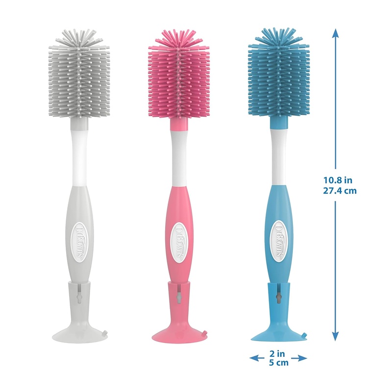 CLEAN WORLD Kitchen Bottle Brush Soft Touch No Scratch Baby Bottle Cleaning Brush Nipple Cleaner with Stand and Storage Clip, BPA Free, Blue 1-Pack