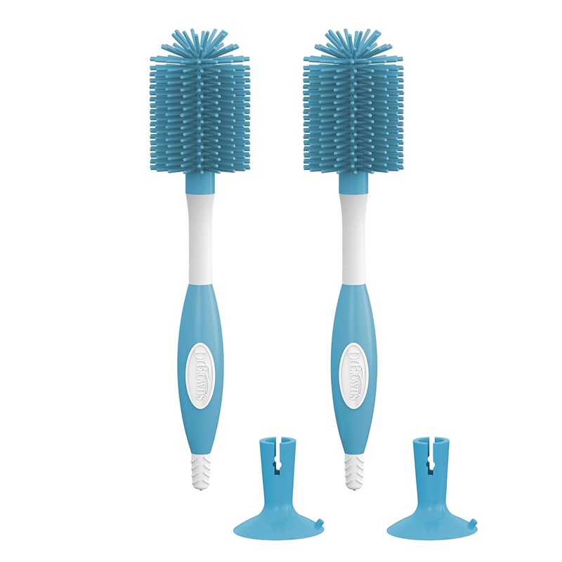 CLEAN WORLD Kitchen Bottle Brush Soft Touch No Scratch Baby Bottle Cleaning Brush Nipple Cleaner with Stand and Storage Clip, BPA Free, Blue 1-Pack