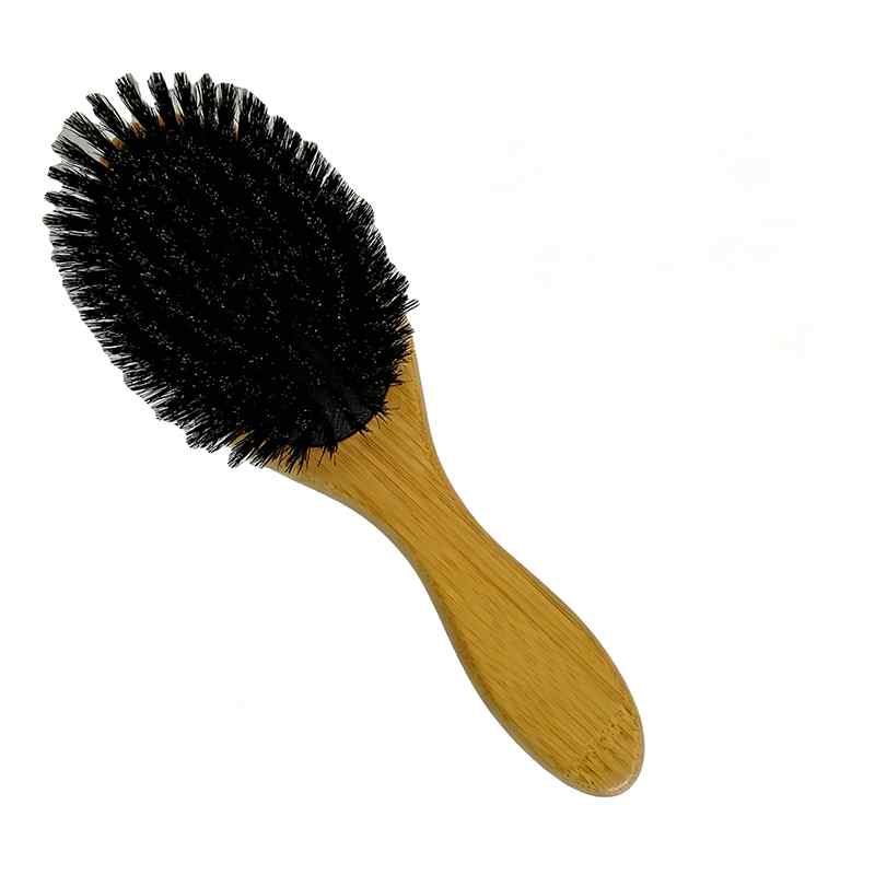 CLEAN WORLD Bamboo Boar Bristle Hair Brush, Natural Bristle Detangling Brush with Wooden Handle for All Hair Types