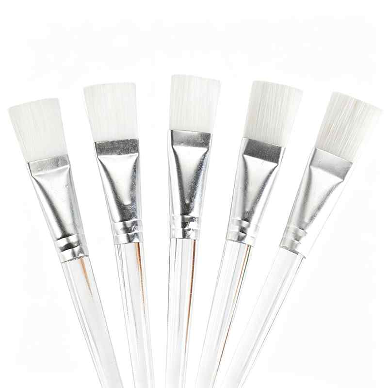 CLEAN WORLD Flat Synthetic Mask Brush, Clear Plastic Handle, Professional Applicator for Facial Clay & Peel-Off Masks