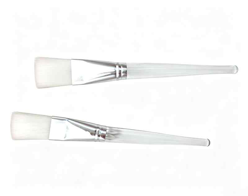 CLEAN WORLD Flat Synthetic Mask Brush, Clear Plastic Handle, Professional Applicator for Facial Clay & Peel-Off Masks