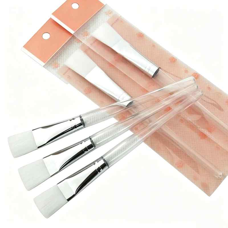 CLEAN WORLD Flat Synthetic Mask Brush, Clear Plastic Handle, Professional Applicator for Facial Clay & Peel-Off Masks