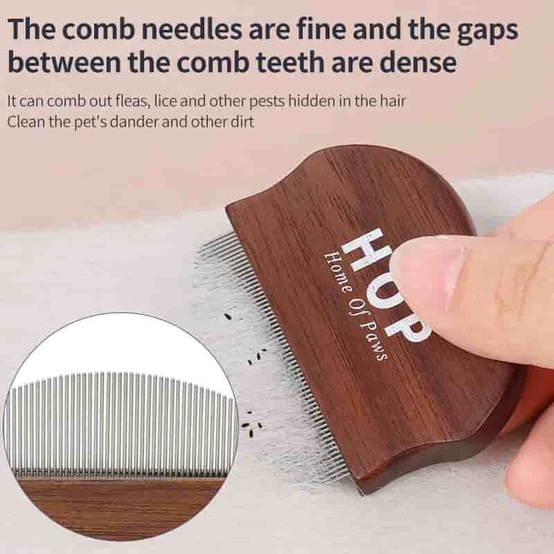 CLEAN WORLD OEM Wooden Stainless Steel Pet Pin Comb, Undercoat Rake Grooming Brush for Dogs & Cats, Dematting Flea & Lice Remover Tool